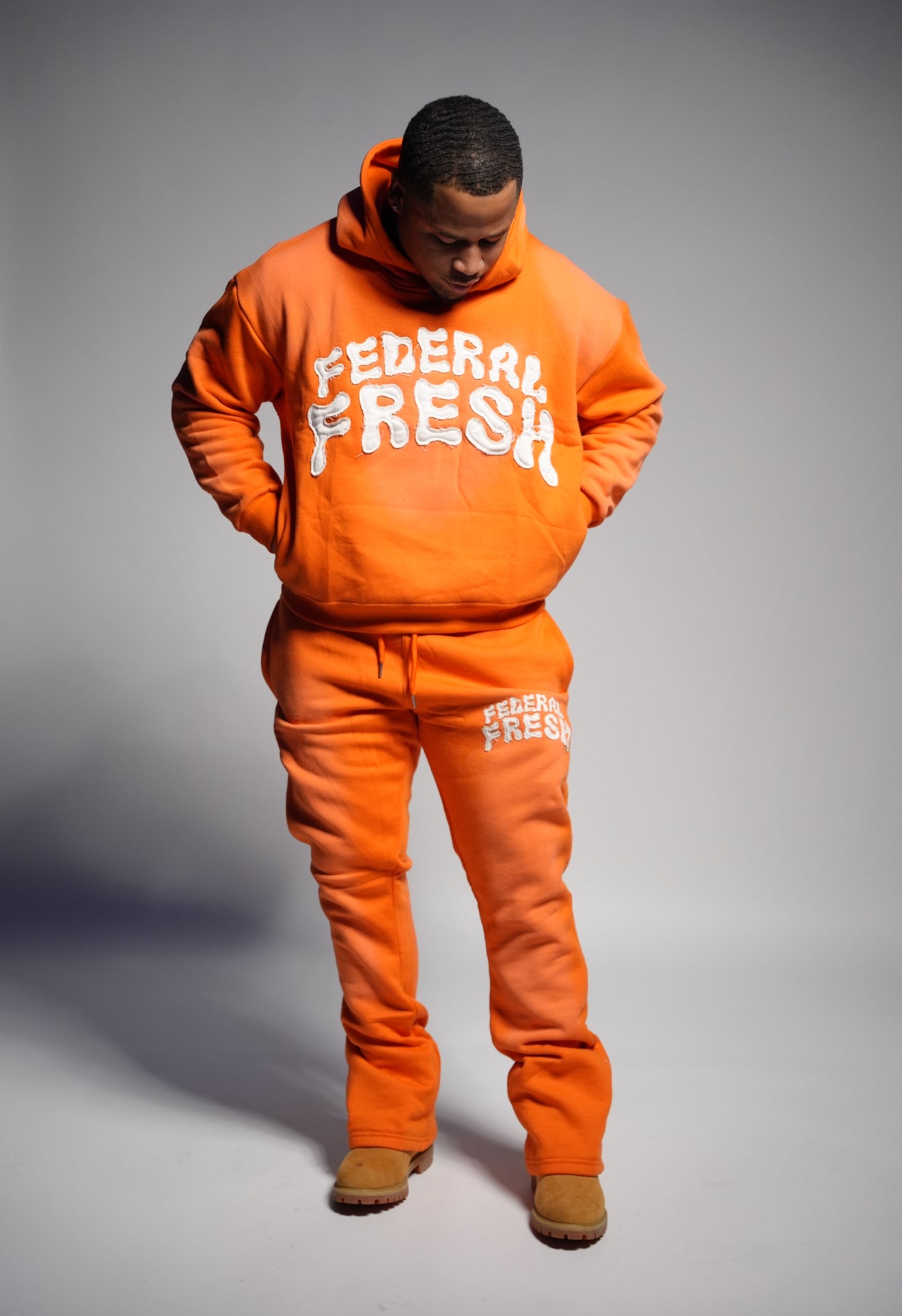 Orange Acid Wash Federal Fresh Flared Sweatpants