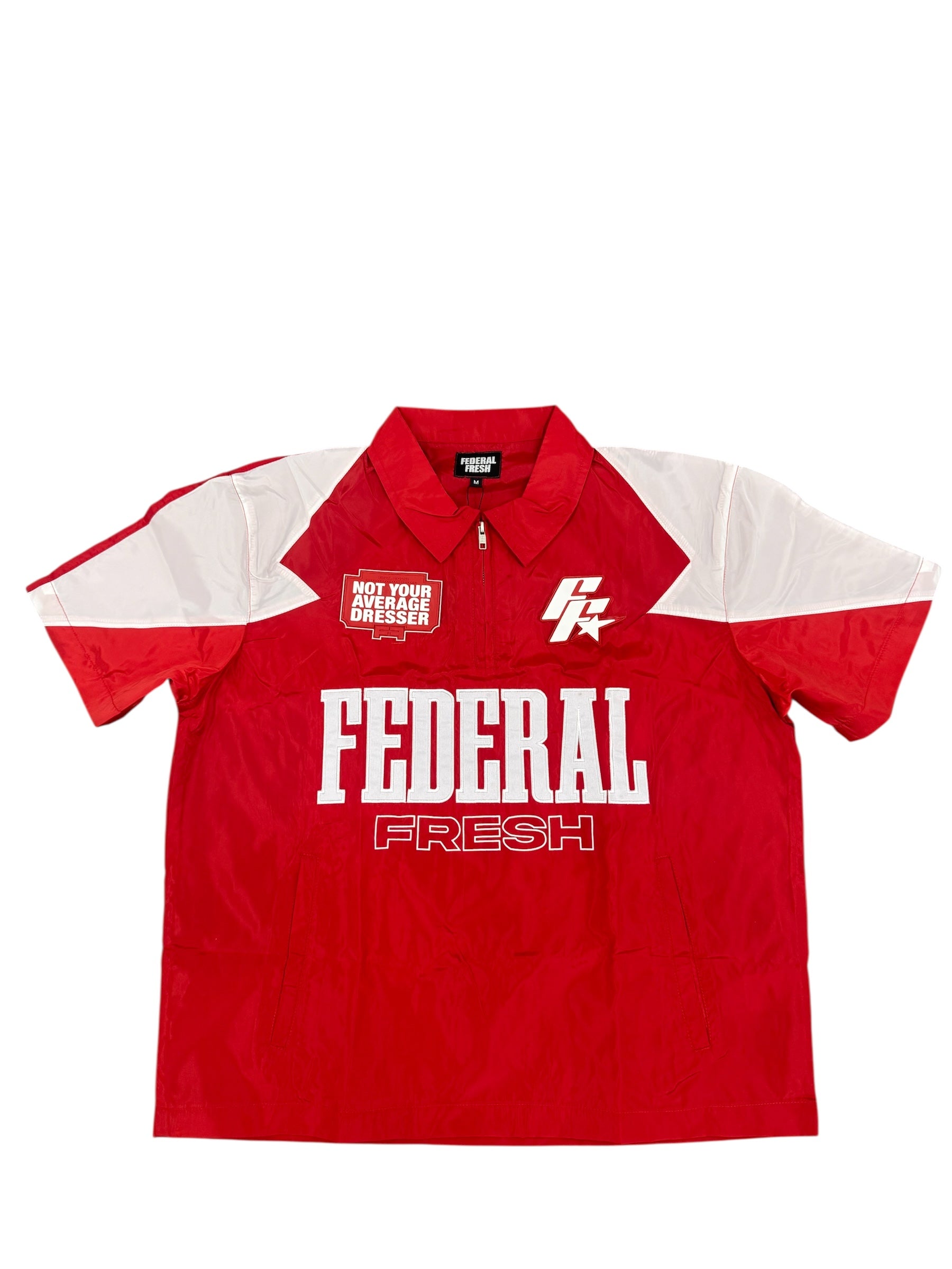 Red and White Federal Fresh Windbreaker Top