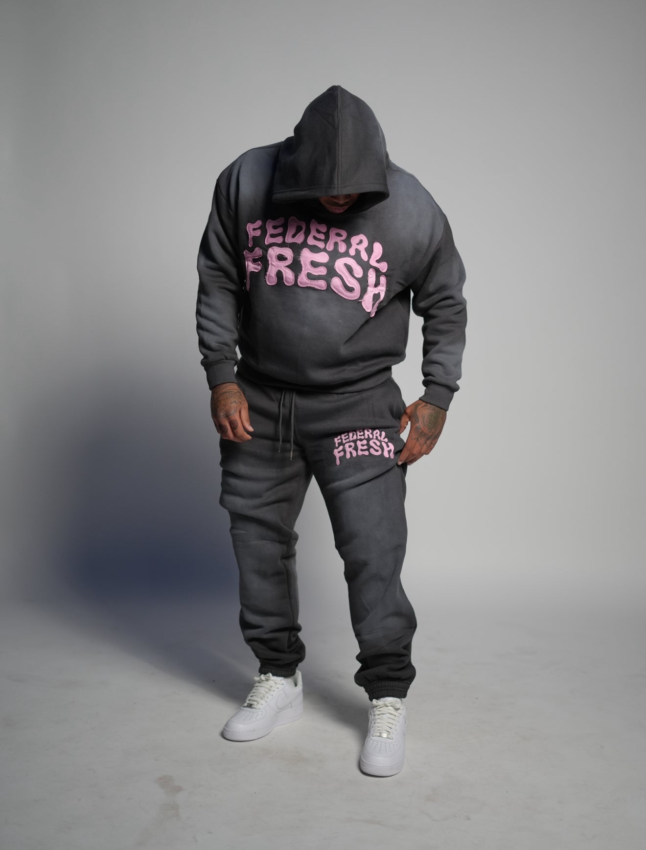 Acid Wash Grey and Pink Federal Fresh Sweatpants