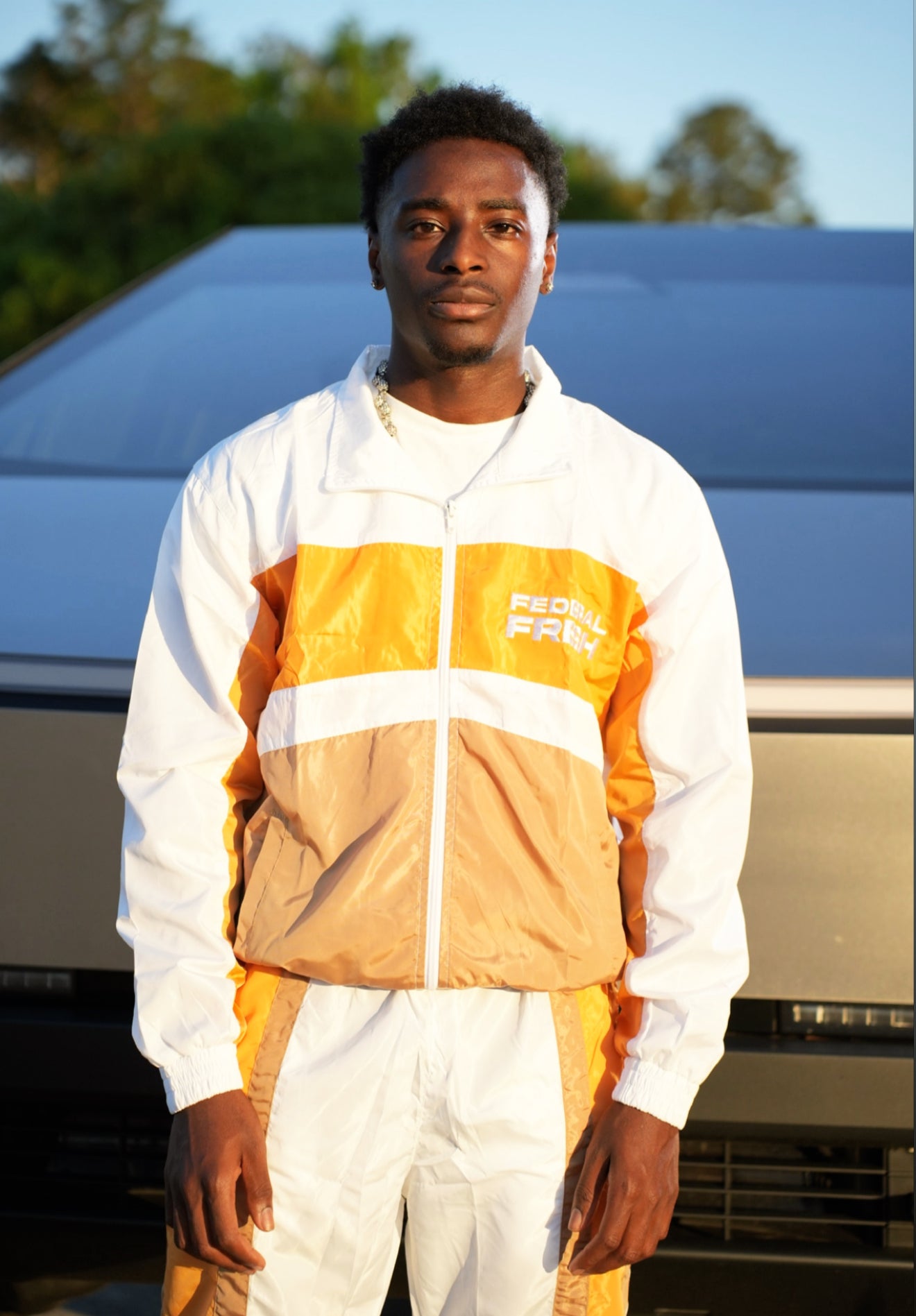 Gold and Brown Windbreaker Jacket