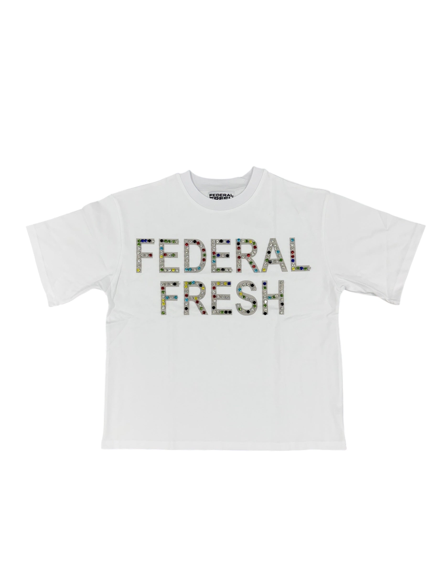 White Rhinestones Federal Fresh T-Shirt