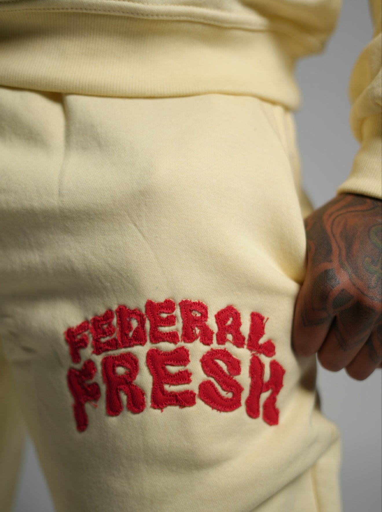 Cream and Red Federal Fresh Sweatpants