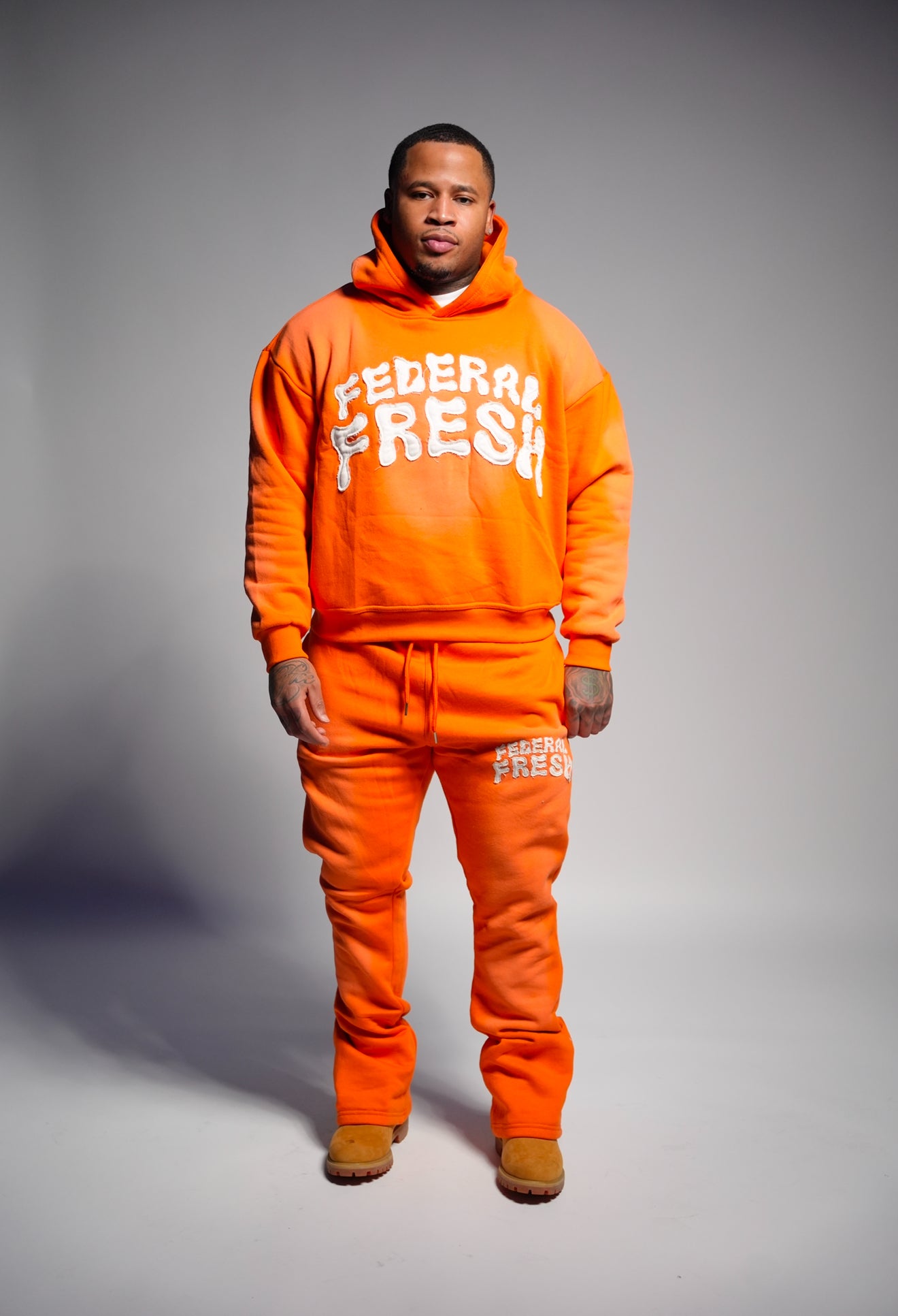 Orange Acid Wash Federal Fresh Flared Sweatpants