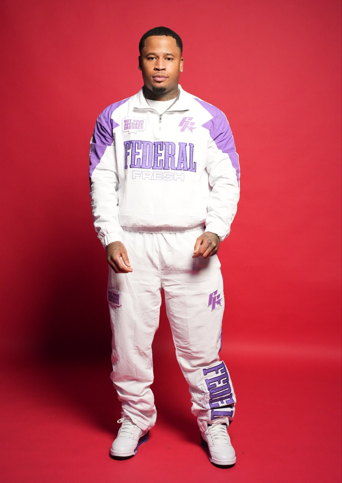 White and Purple Federal Fresh Windbreaker Jacket