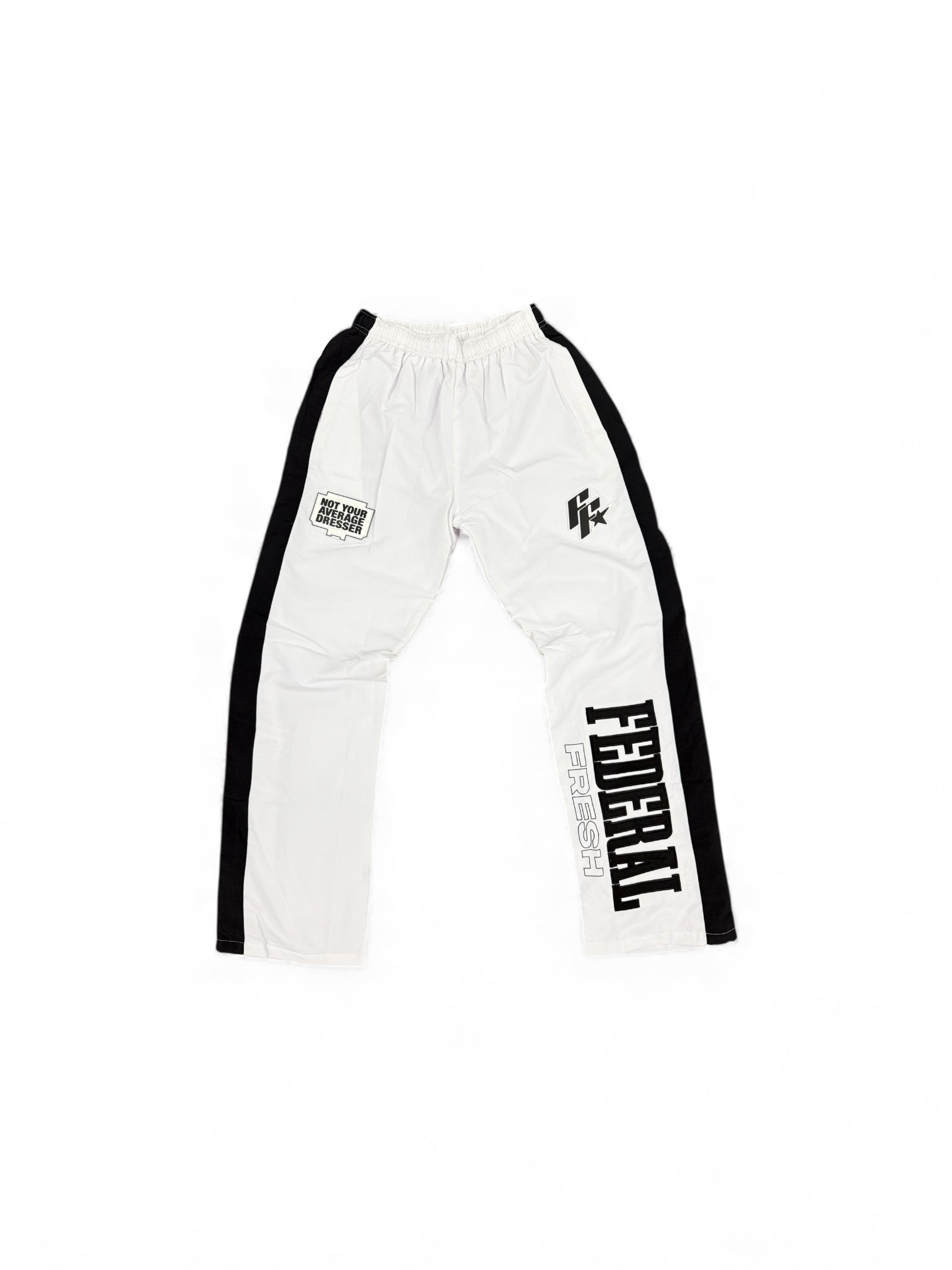 White and Black Federal Fresh Windbreaker Pants