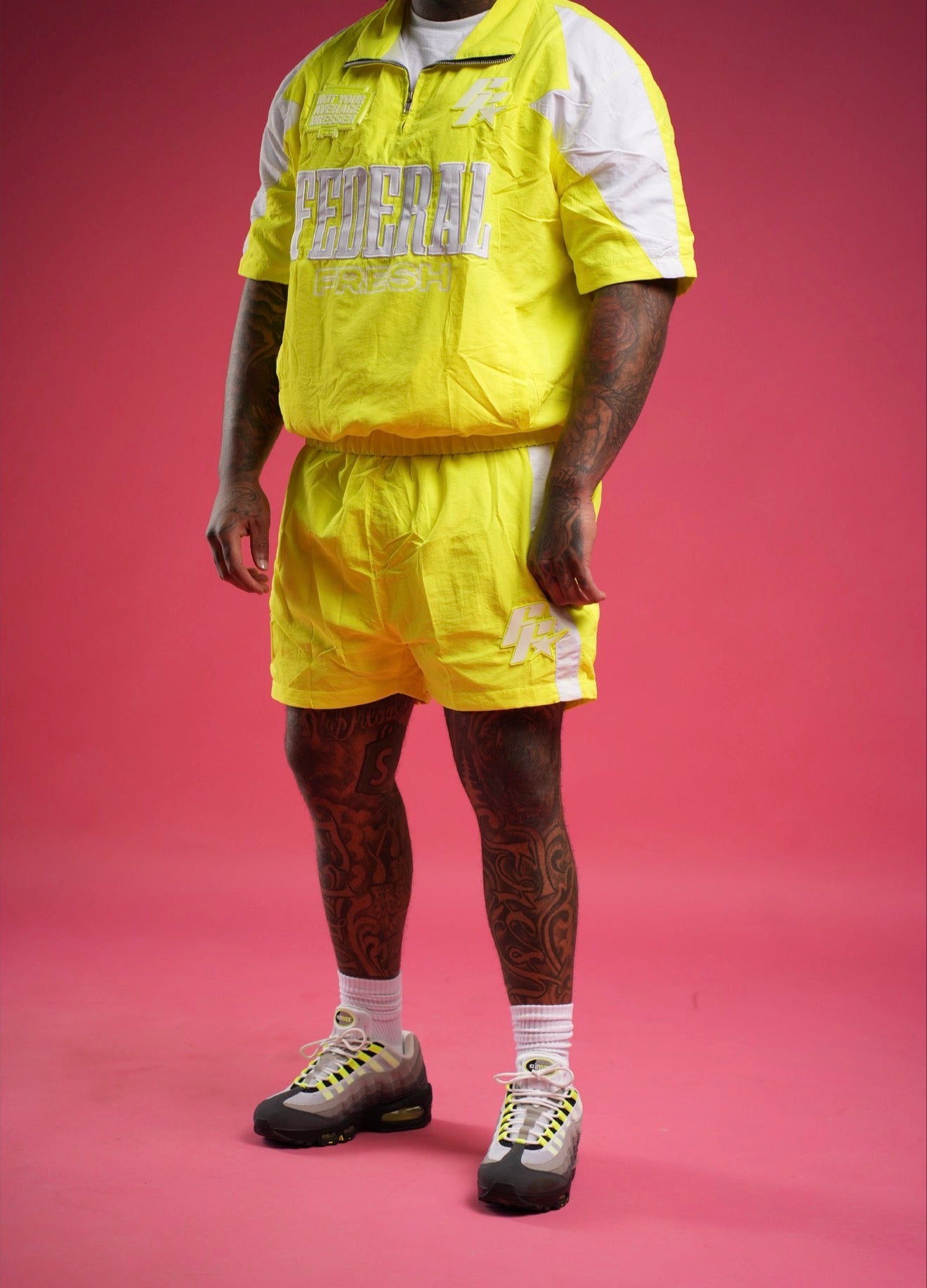 Neon Green Federal Fresh Windbreaker Shorts