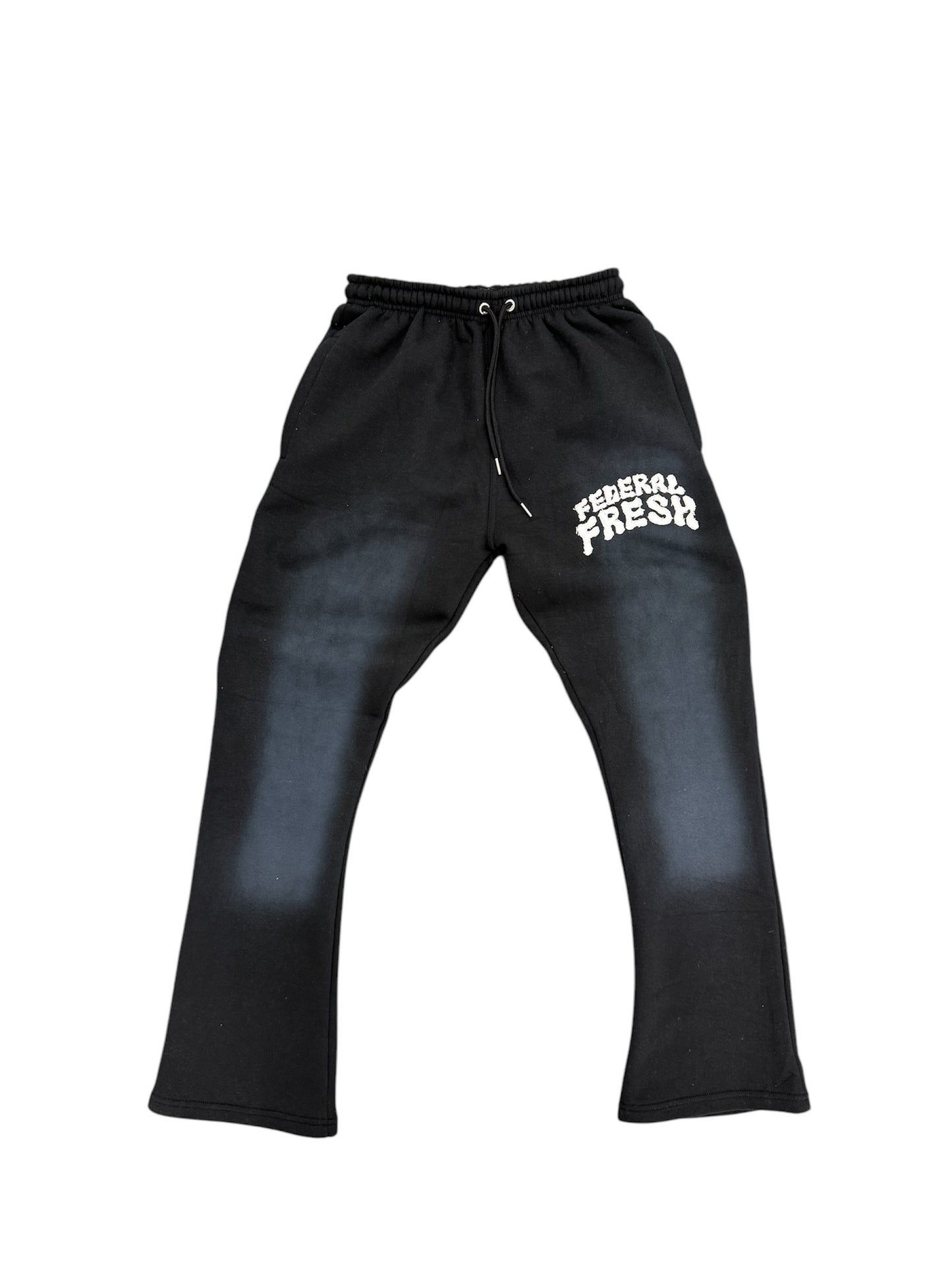 Black Acid Wash Federal Fresh Flared Sweatpants