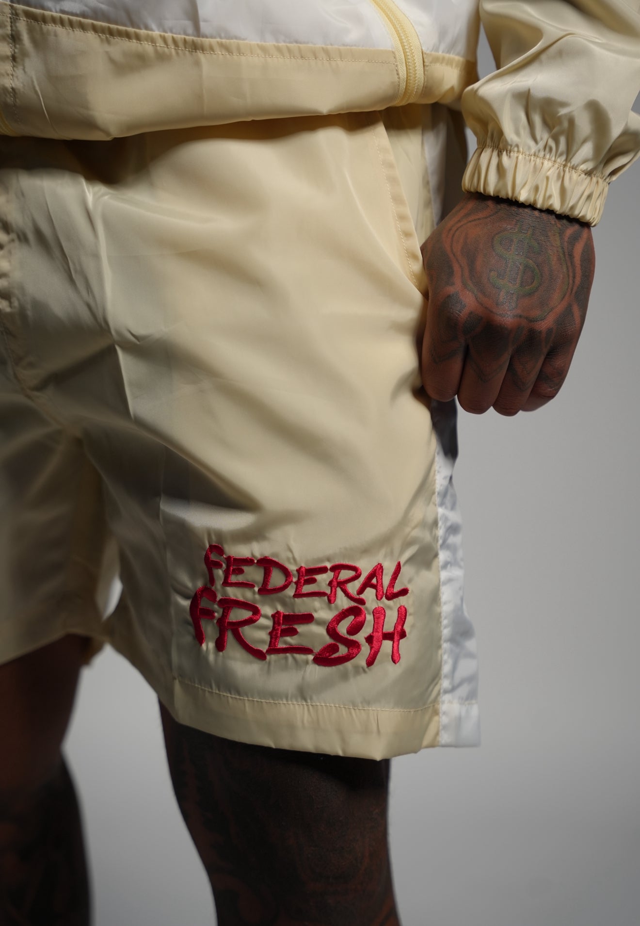 Creme and Red Federal Fresh Windbreaker Set