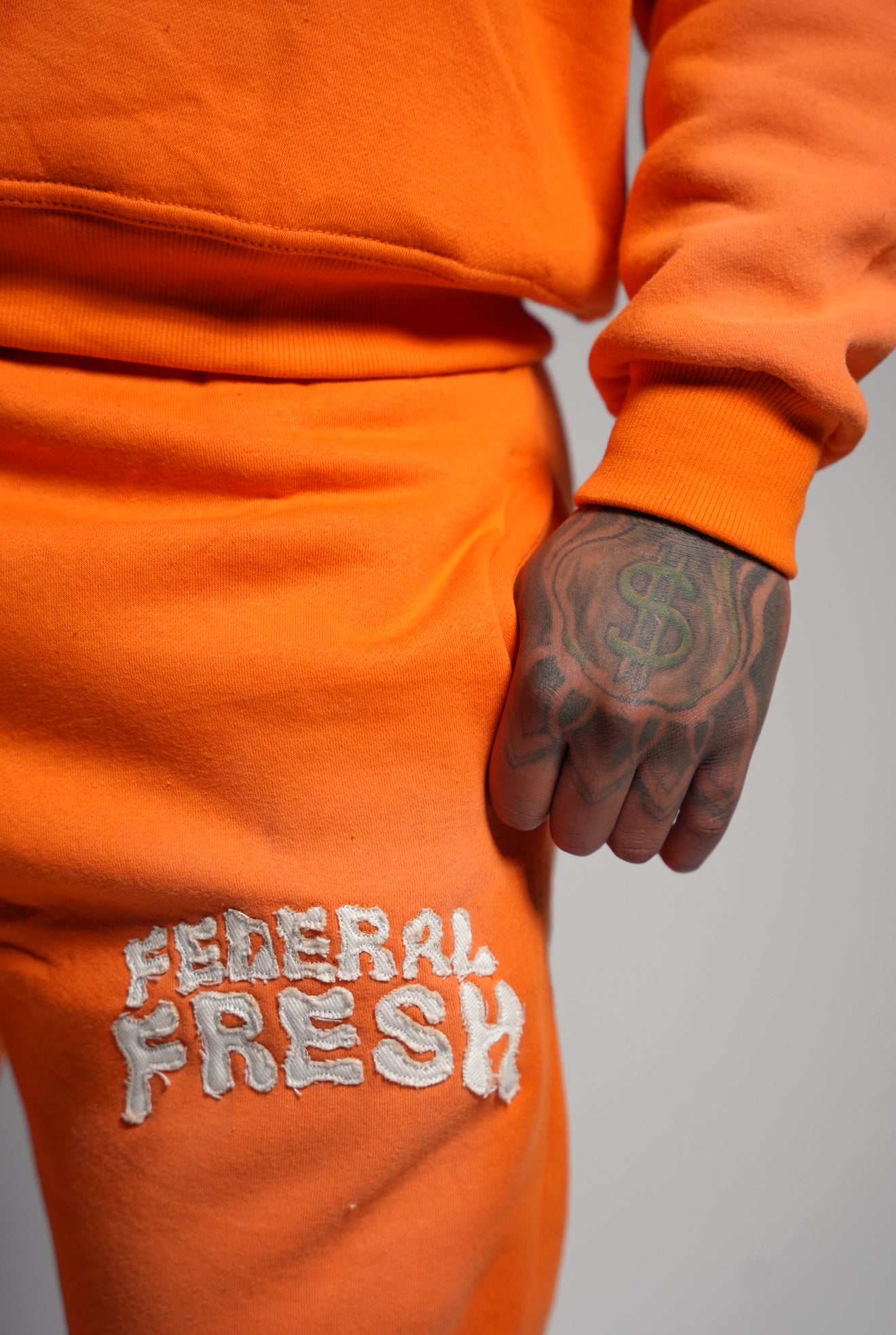 Orange Acid Wash Federal Fresh Flared Sweatpants