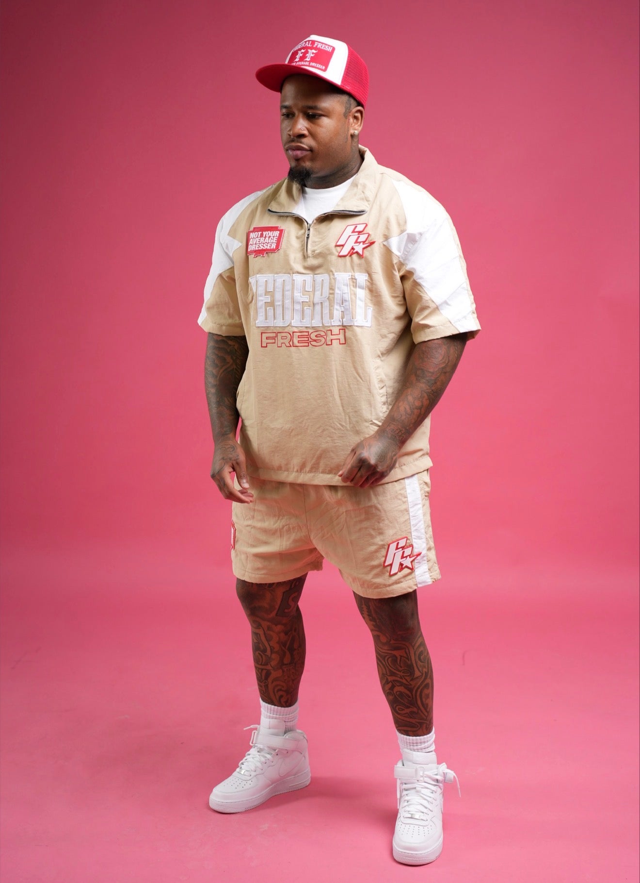 Creme and Red Federal Fresh Windbreaker Top