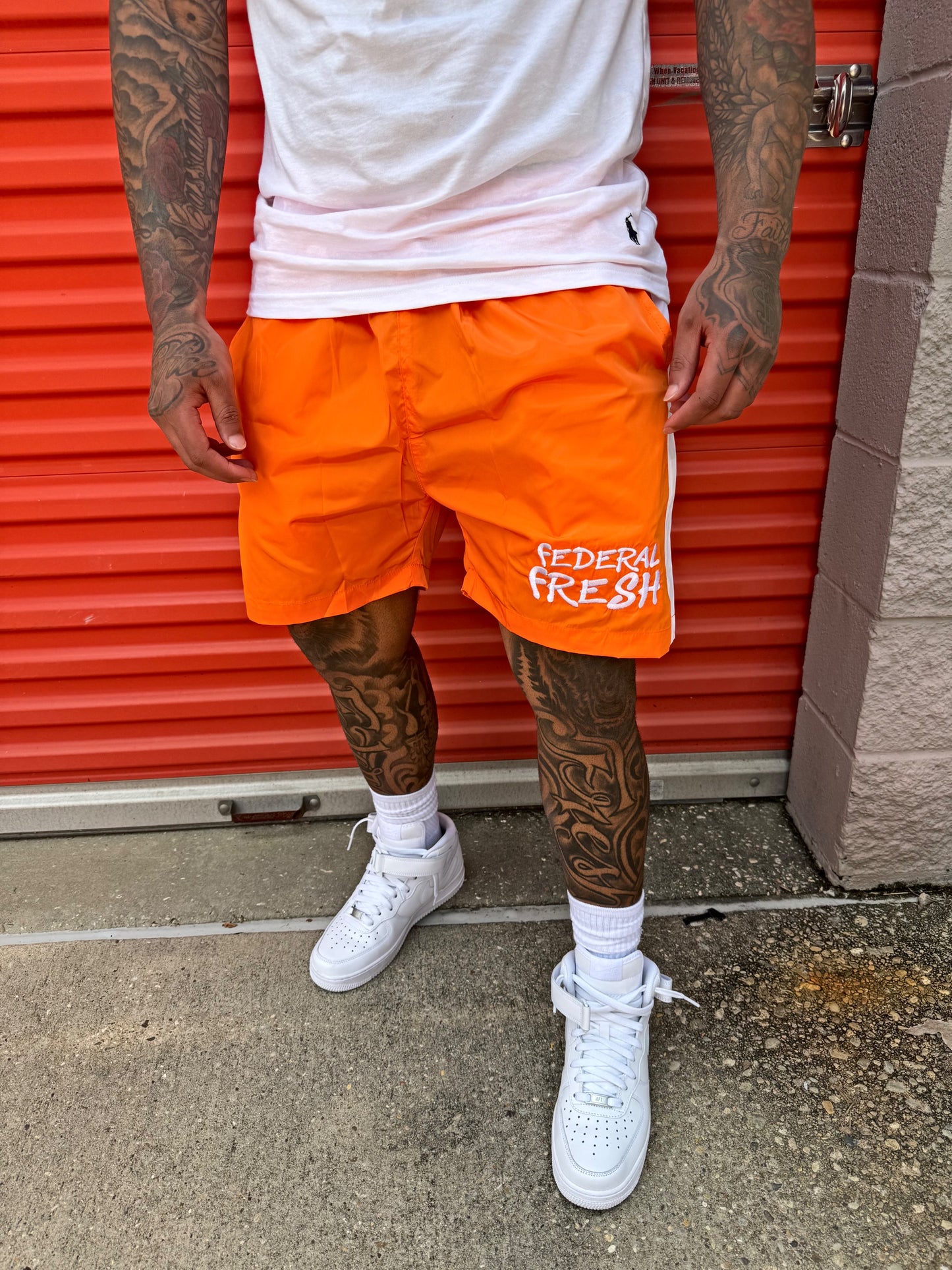 Orange Federal Fresh Nylon Shorts