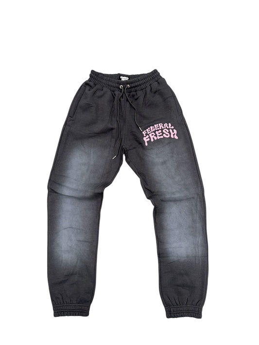 Acid Wash Grey and Pink Federal Fresh Sweatpants