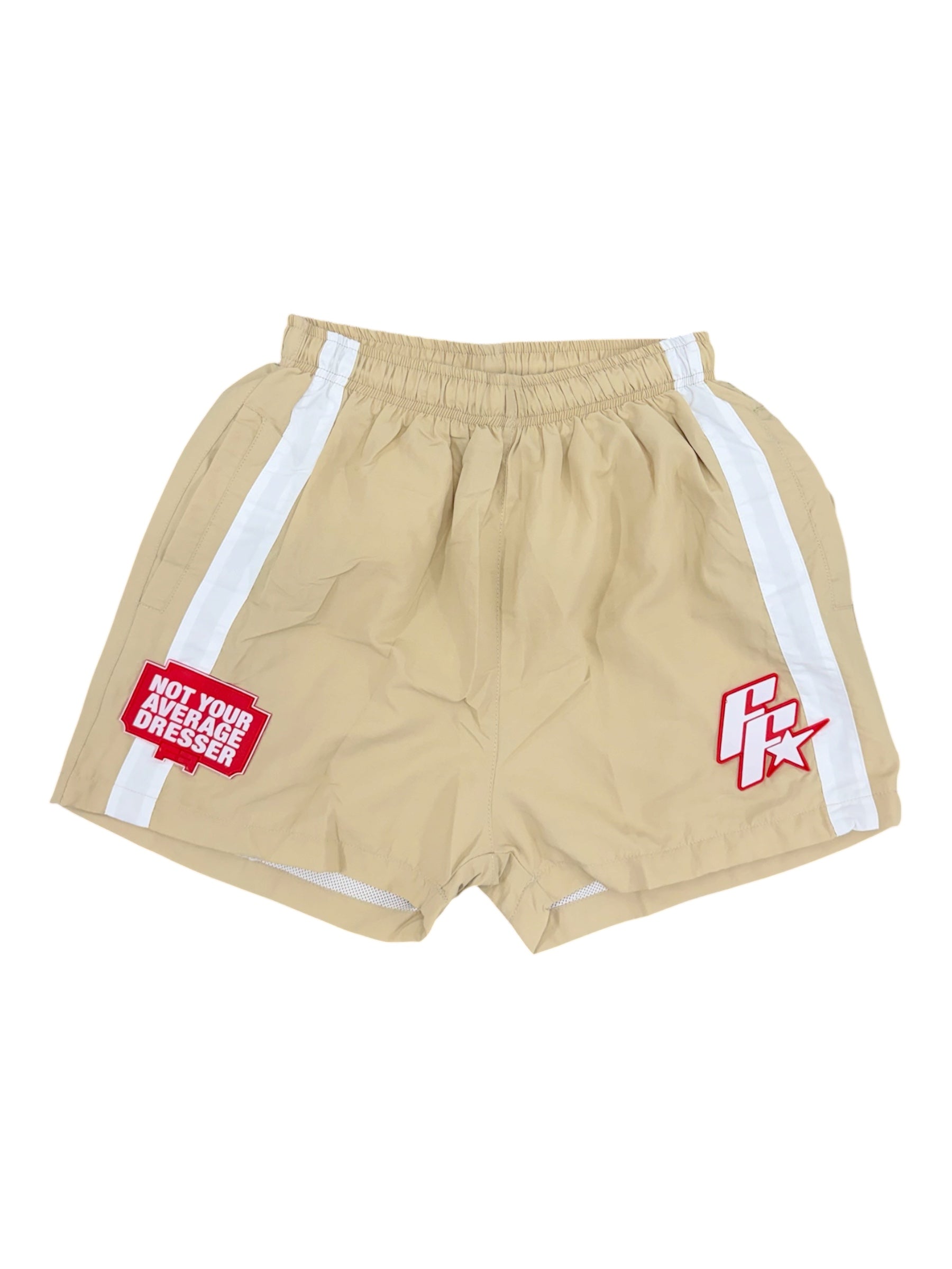 Creme and Red Federal Fresh Windbreaker Shorts