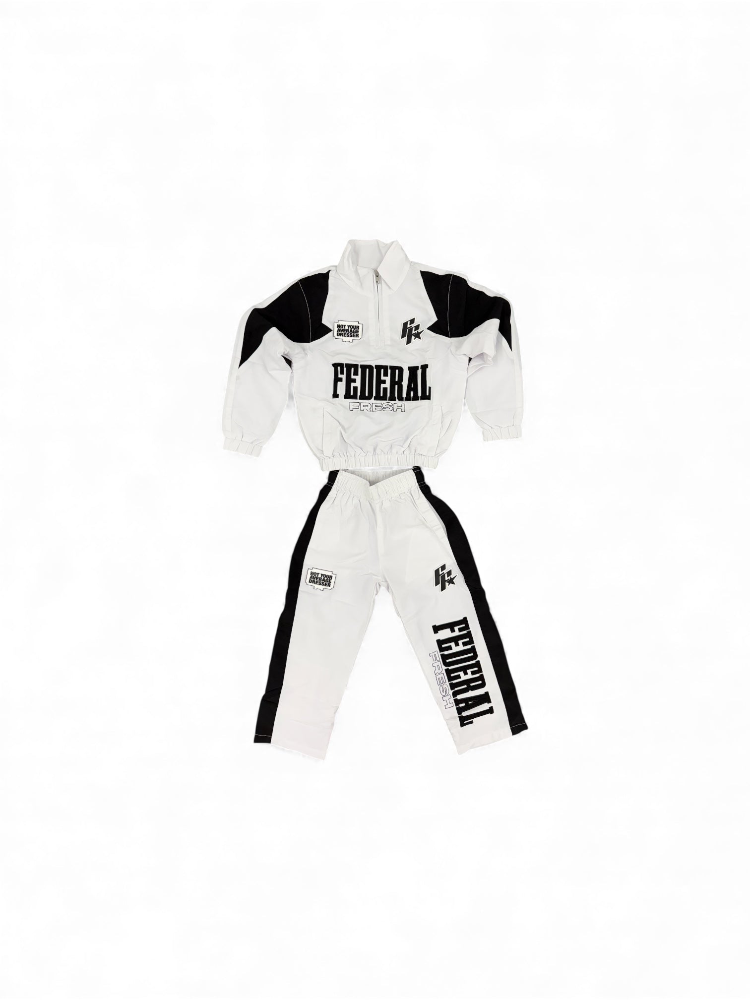 White and Black Federal Fresh Kids Windbreaker Set