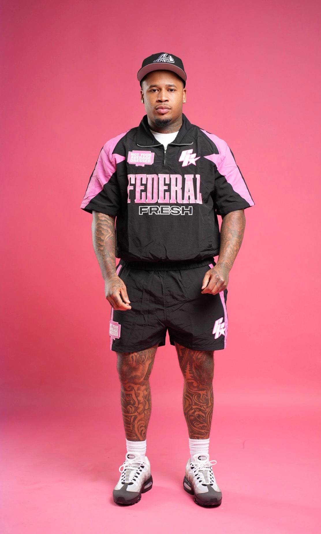 Black and Pink Federal Fresh Windbreaker Top