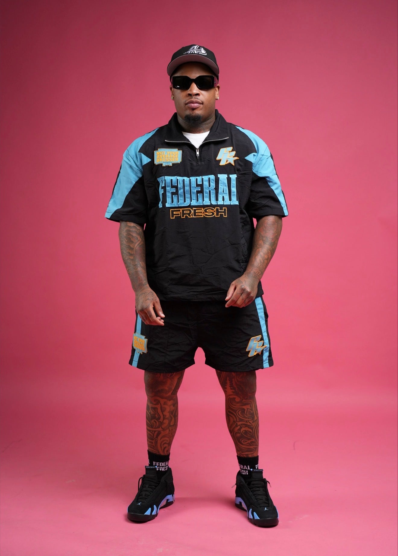 Black and Blue Federal Fresh Windbreaker Top