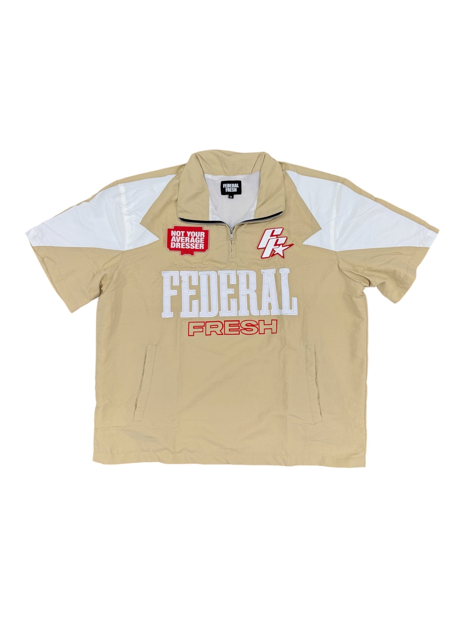 Creme and Red Federal Fresh Windbreaker Top