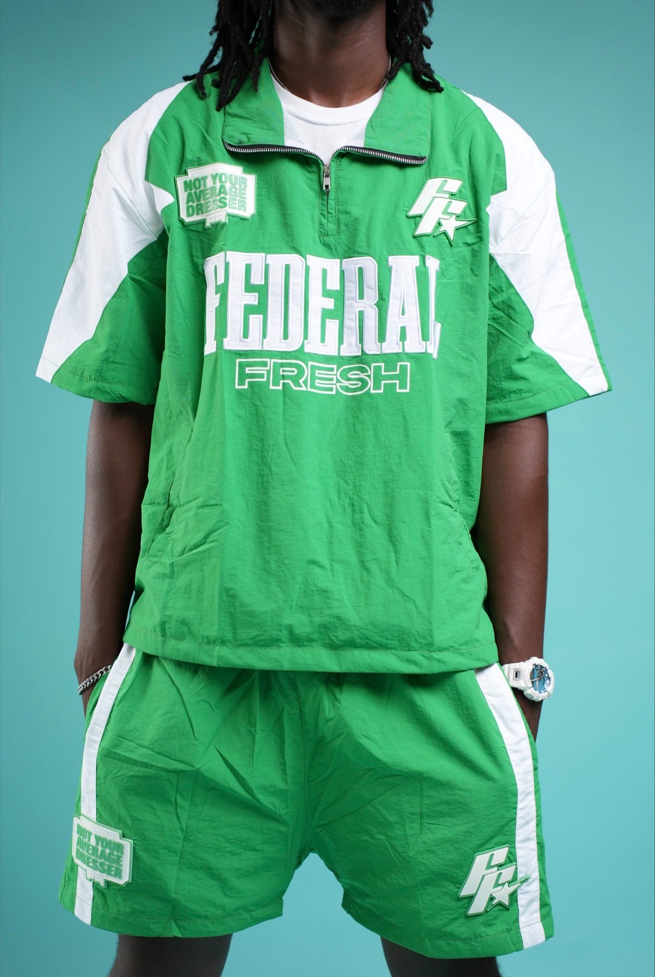 Green Federal Fresh Windbreaker Shorts