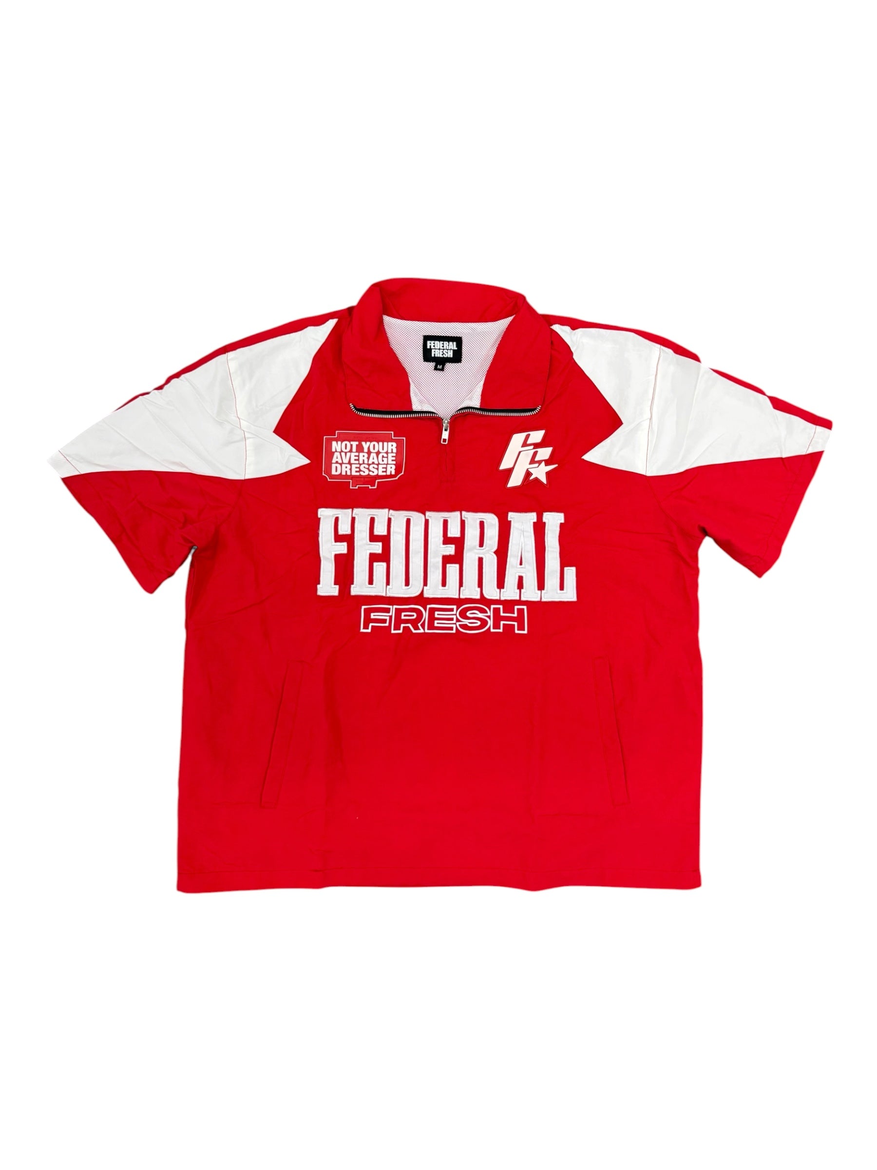 Red and White Federal Fresh Windbreaker Top