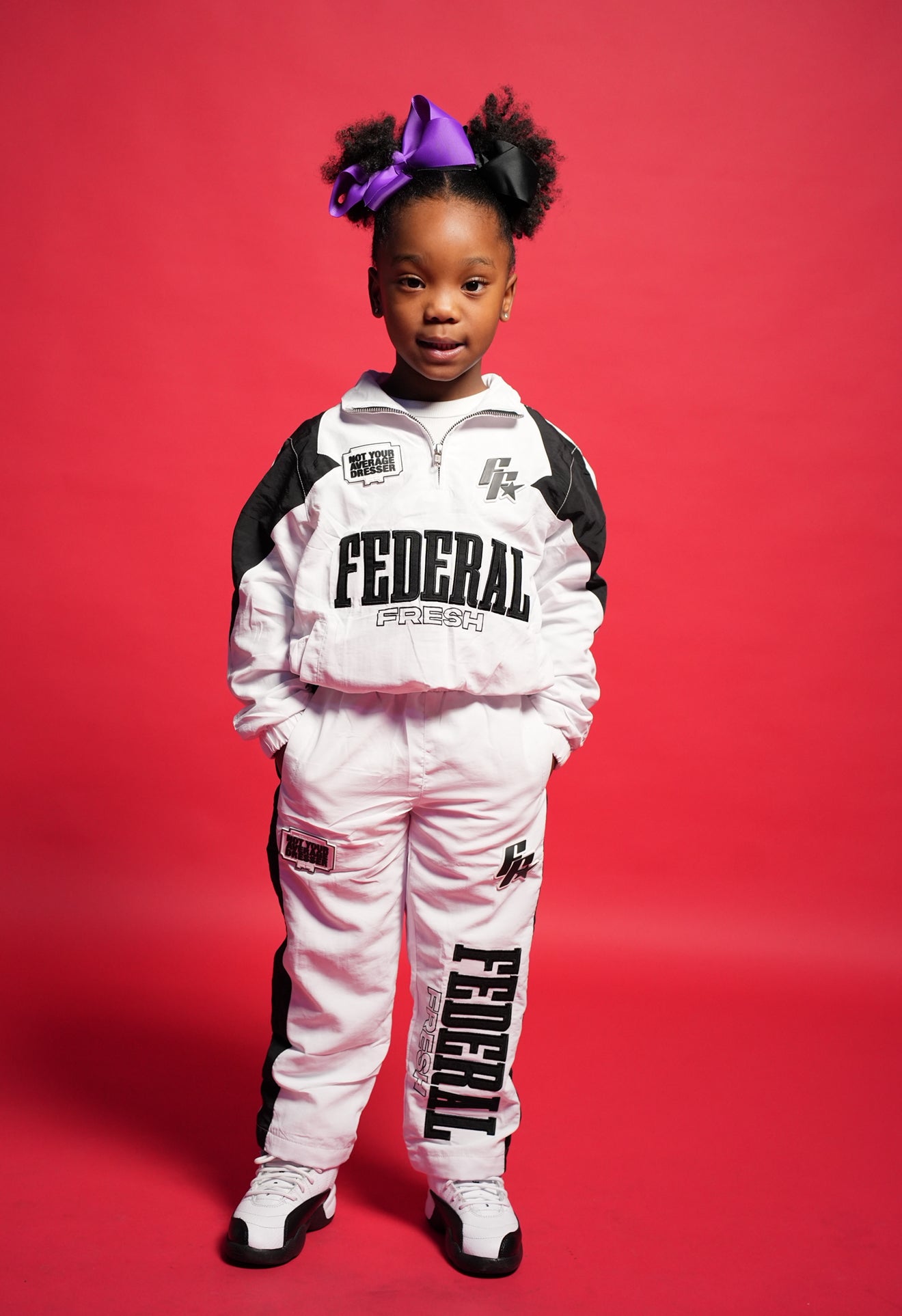 White and Black Federal Fresh Kids Windbreaker Set