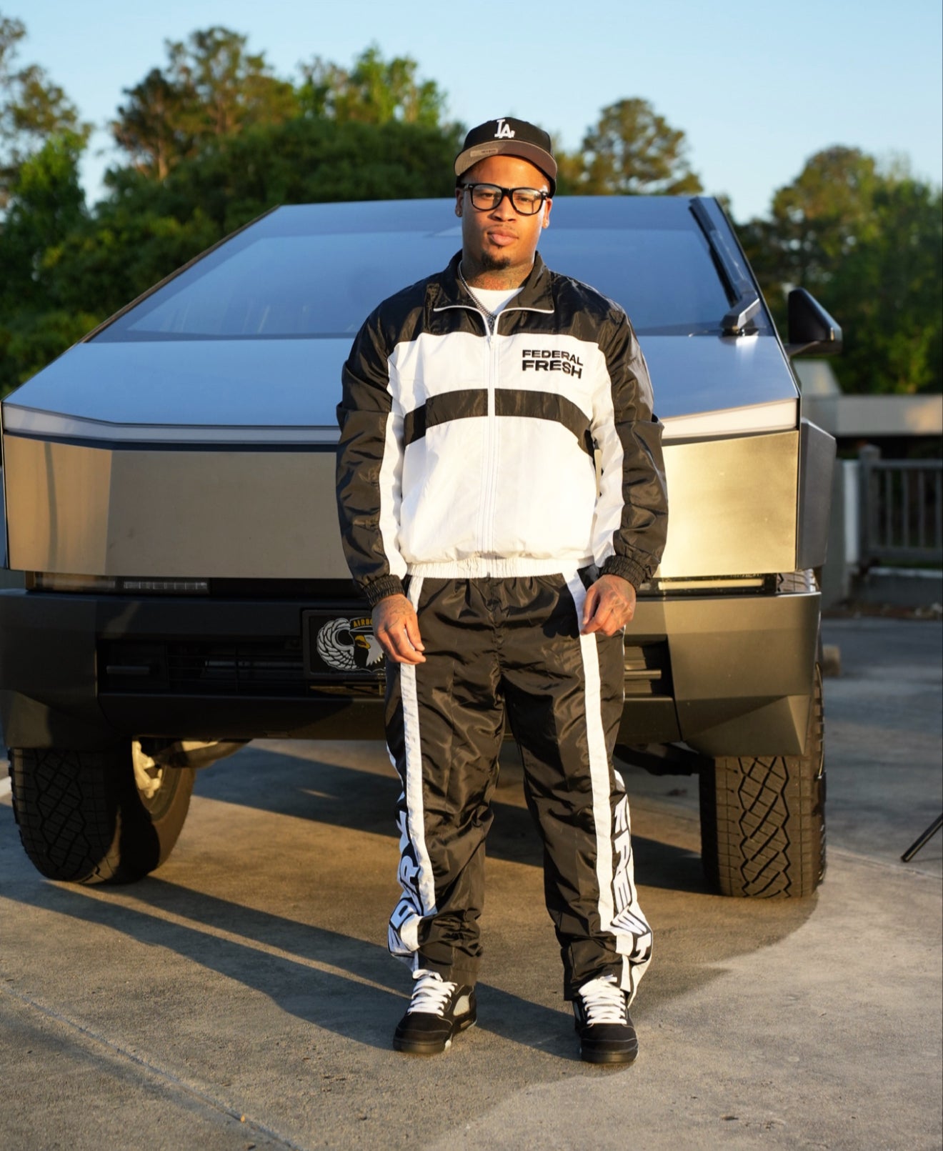 Black and White Windbreaker Pants