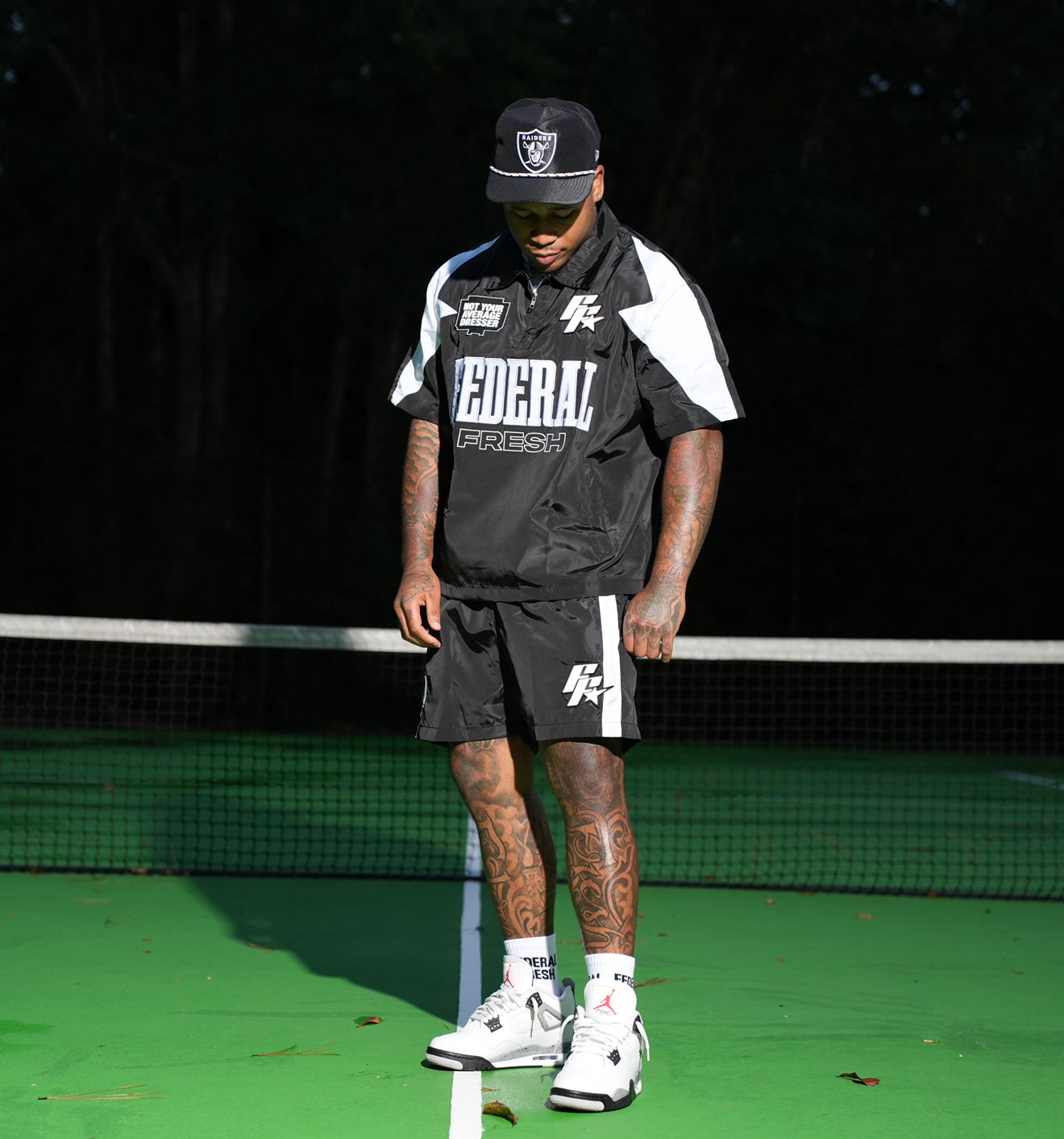 Black and White Federal Fresh Windbreaker Top