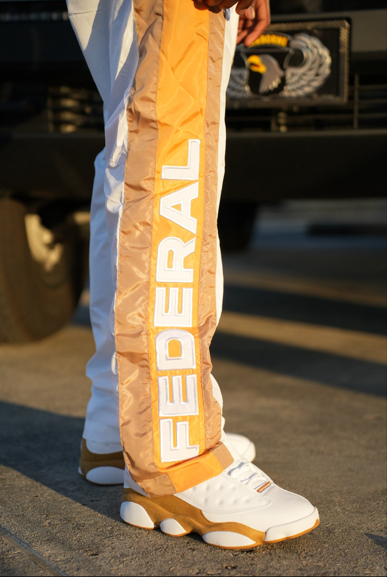 Gold and Brown Windbreaker Pants