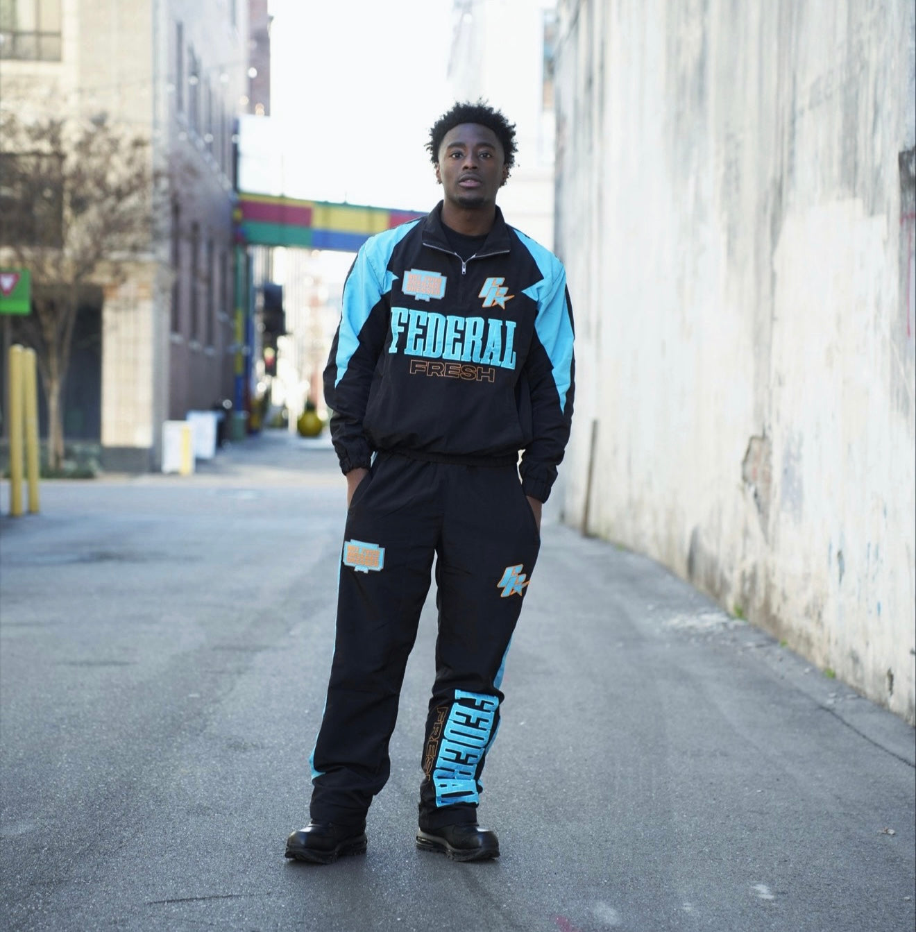 Black and Blue Federal Fresh Windbreaker Jacket