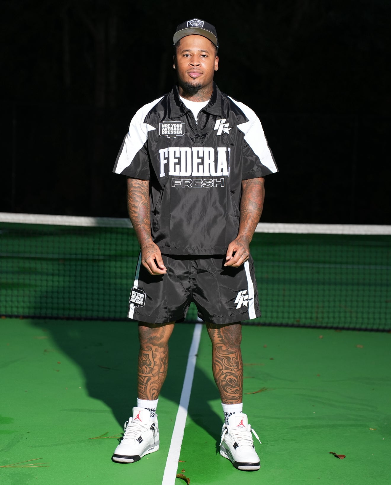 Black and White Federal Fresh Windbreaker Shorts