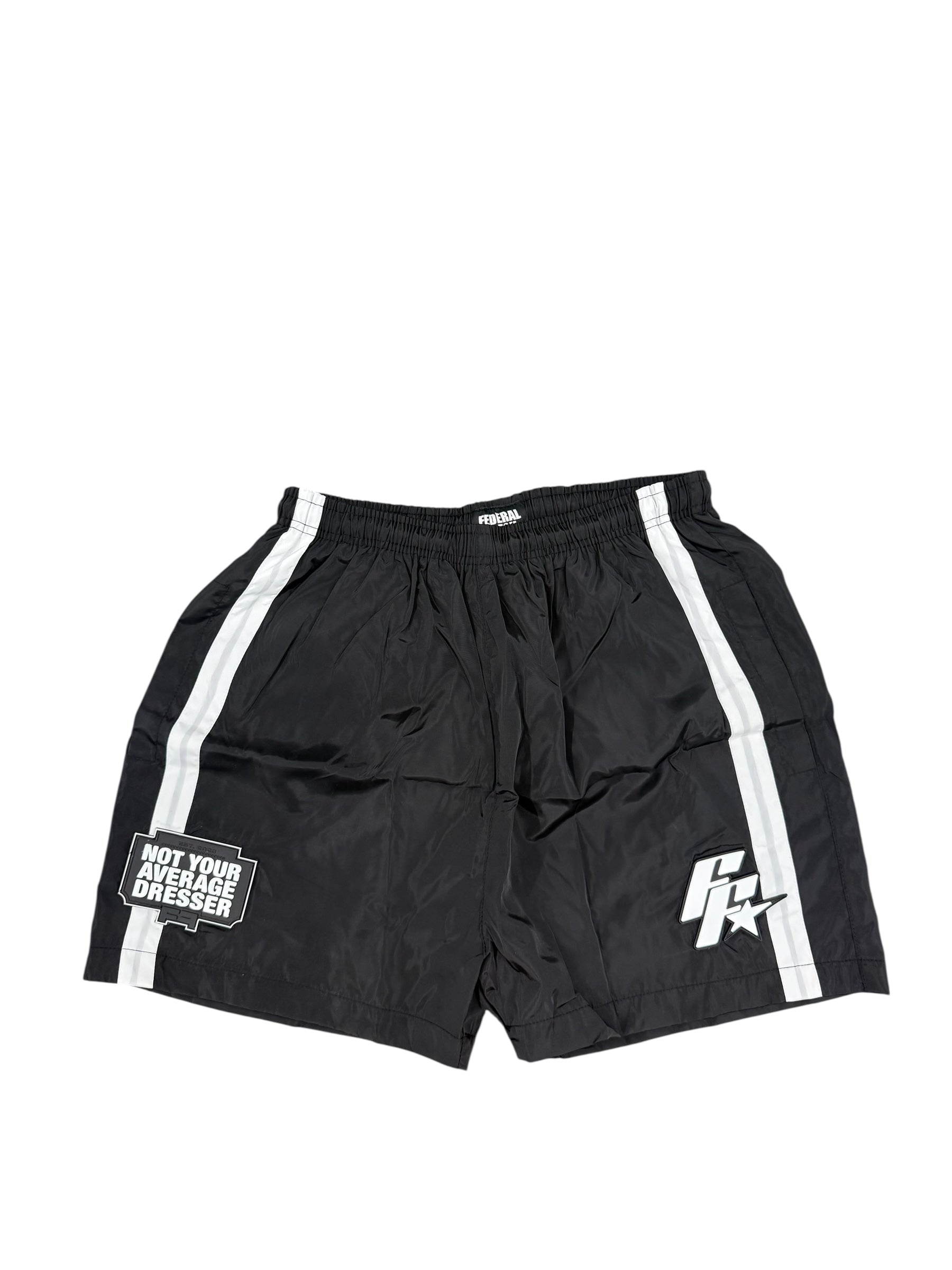 Black and White Federal Fresh Windbreaker Shorts