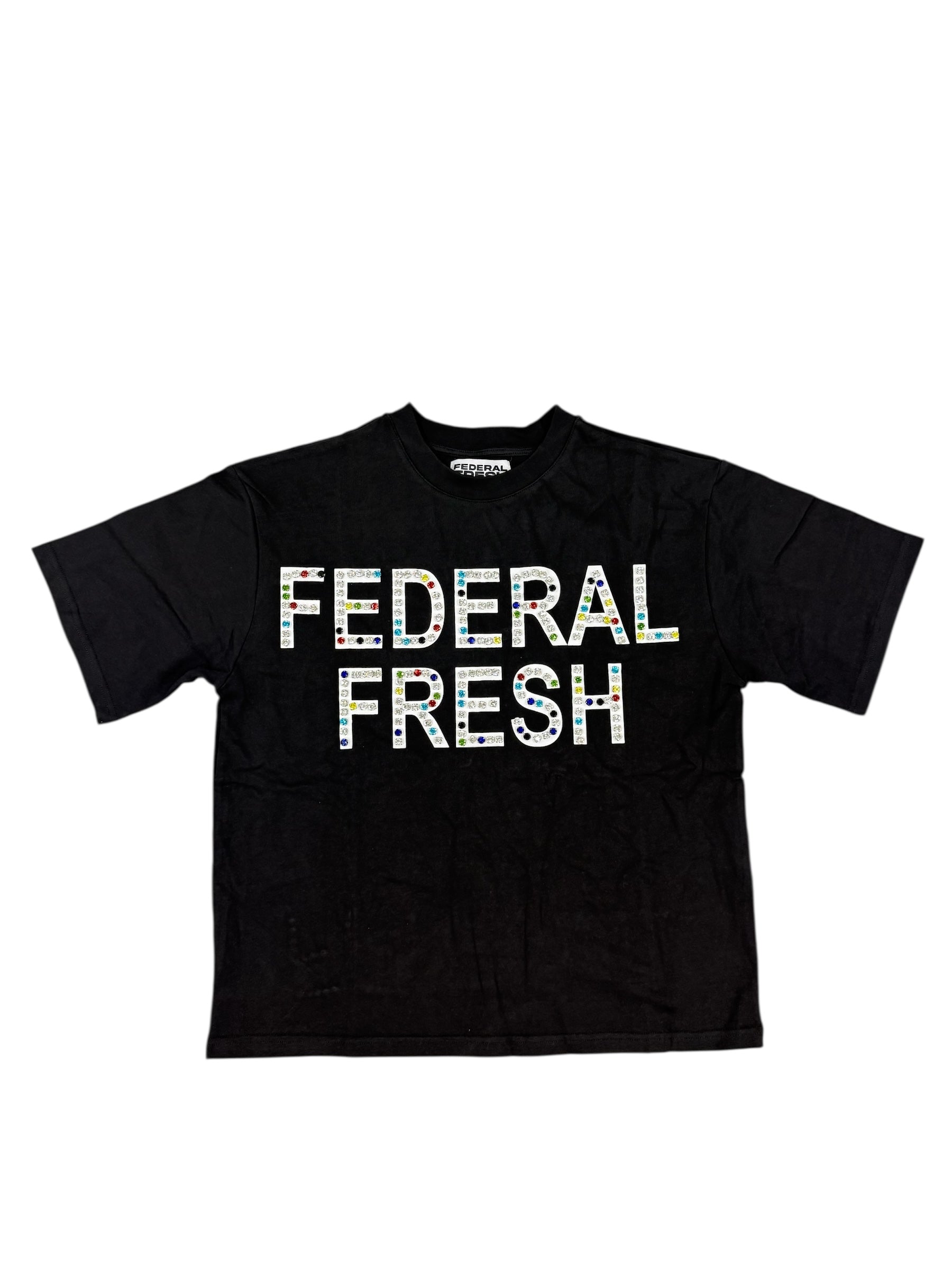 Black Rhinestone Federal Fresh T-Shirt