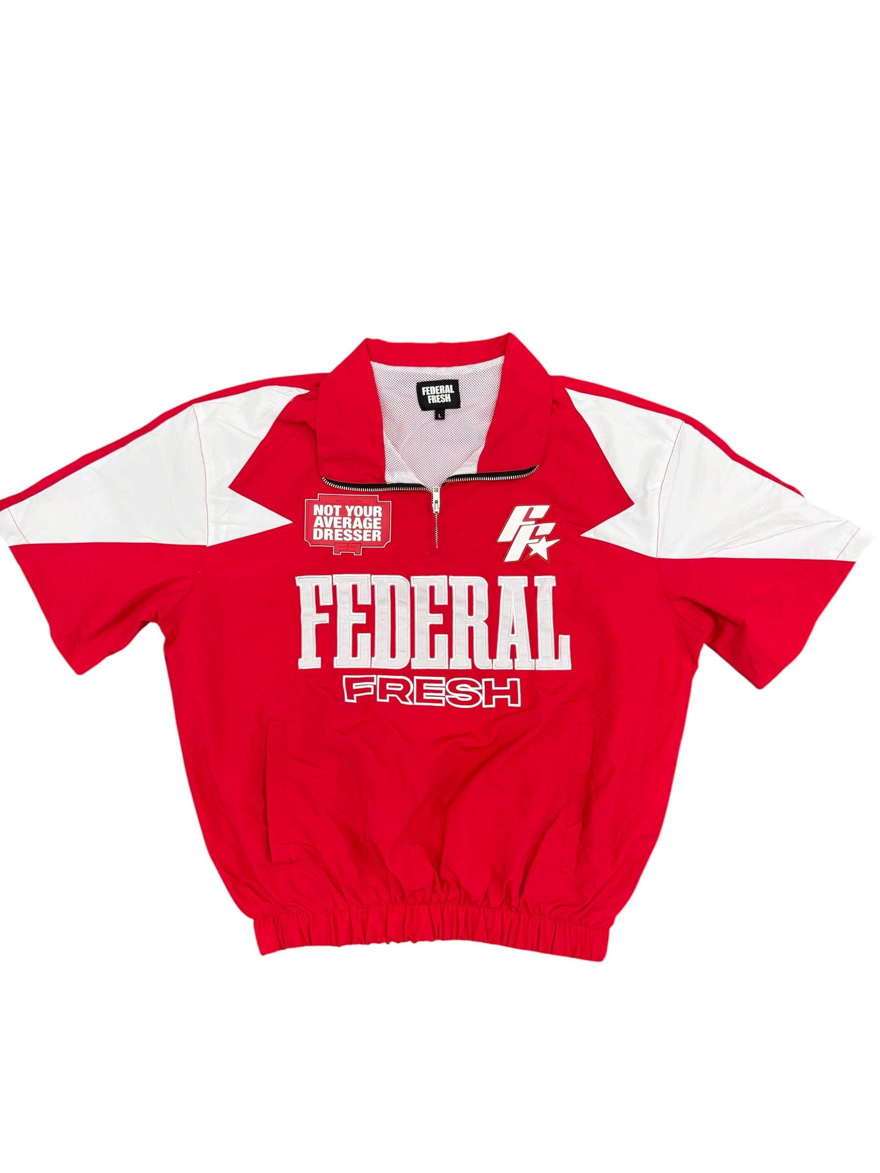Red and White Federal Fresh Windbreaker Top