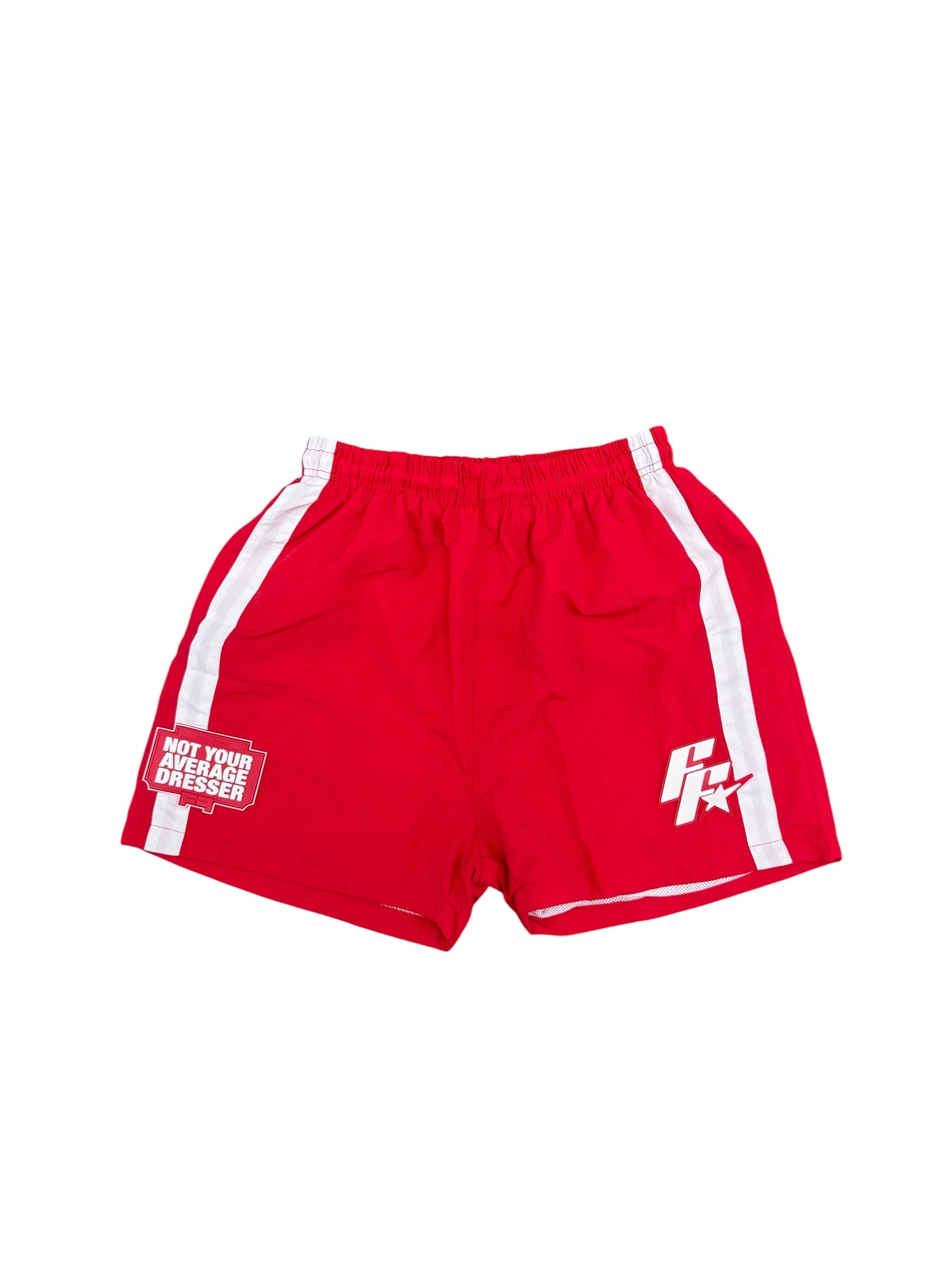 Red and White Federal Fresh Windbreaker Shorts